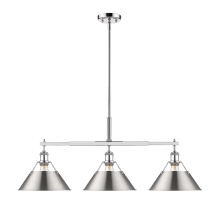 Golden 3306-LP CH-PW - Yep by Golden Lighting Orwell 3-light Island Light in Chrome and Pewter shade